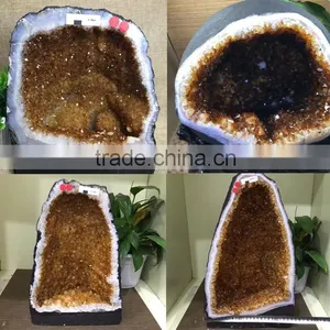 Brazil Big Citrine Geodes Crystal Quartz Geodes for Sale thumbnail-1