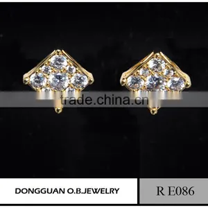Fashion Micro Pave Sterling Silver Zirconia Square Stud Earrings thumbnail-2