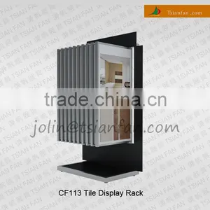 CF113 Ceramic Tile Fair Booth Design Racks / Page Turning Type Rack / Wood Floor Display Rack thumbnail-1