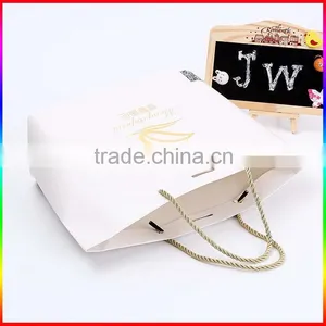 High Quality Glossy White Paper Gift Bags With Gold Foil Logo thumbnail-3