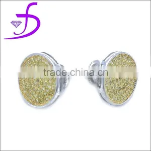 Round Shape Stud Earring Micro Pave Setting Zircon Jewelry in 925 Silver thumbnail-1