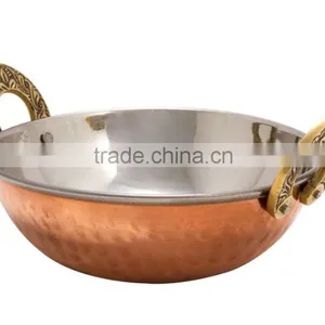 Serving Bowl Karahi Indian Dishes Serveware Stainless Steel Hammered Copper Serveware Accessories thumbnail-1