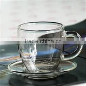 Heat Resistant Glass,Borosilicate Material and Cups & Saucers Drinkware Type Glass Coffee Cup Set. thumbnail-5