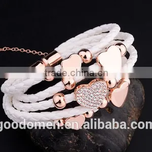 Zinc Alloy Silver Cross Leather Charm Pendant Bracelet thumbnail-4