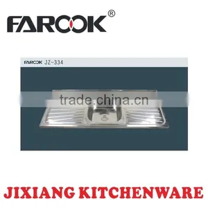 Hot Sale Single Bowl With Double Drain Board Stainless Steel Kitchen Sink thumbnail-1