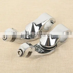 Universal 32mm 1.25" Chrome Short Angled Adjustable Highway Peg Mount Kit thumbnail-1