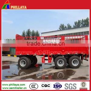 40T 50T 3 Axle Steel Fence Truck Trailer Tri-Axle Cargo Drawbar Towing Full Trailer thumbnail-4