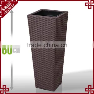 S&D Various Plastic pe Rattan Hand Made Outdoor Decorative Indoor Flower Pots / Cheap Garden Ceramic Planters and Pots Set of 3 thumbnail-3