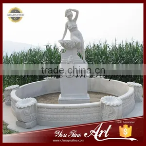 Stone Outdoor Garden White Marble Lady Water Fountain thumbnail-2