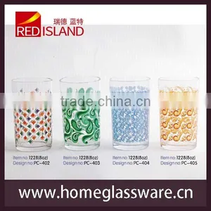 8oz Pattern Promotional Decal Glass Cups for Drinking Water and Juice thumbnail-1