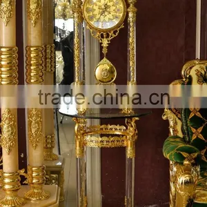 Antique Copper 24K Gold Plated Peacock Floor Lamp Clock, Peacock Hanging Floor Clock thumbnail-3