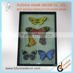 Antique 3D Paper Printing Wooden Butterfly Picture Frame With Glass Covering thumbnail-1
