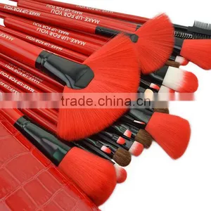 24 Red Makeup Brush Set Toiletry Crocodile Grain Colour Makeup Tools 24 Makeup Brush thumbnail-3