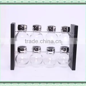8pcs Glass Spice Jar Set With Wooden Rack thumbnail-1