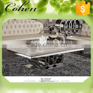 Modern Rectangular Stainless Steel Tea/coffee/center Table With Marble Top B062 thumbnail-1