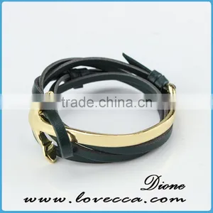 2017 Wholesale Leather Half Cuff Mens Anchor Bracelets thumbnail-3