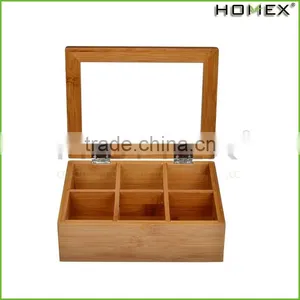Design Tea Bag Single Serve Pouch Divided Box Holder Organizer, Clear Bamboo/Homex_Factory thumbnail-2