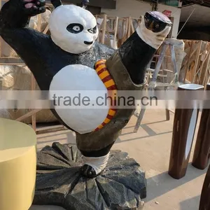 Outdoor Fiberglass Strong Panda Mascot Figure thumbnail-1