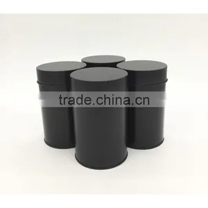 Plain Black Round Tea Tin Box With Inner Lid thumbnail-3
