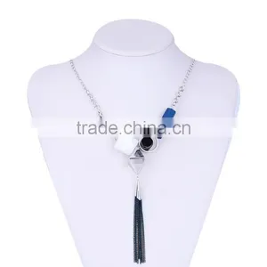 Assorted Geometric Beads Chain Necklace Long Chain Tassel Necklace thumbnail-1