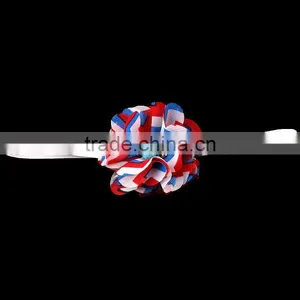 Fabric Chiffon Flower Headband With Pearl Beads Center for Kids Hair Accessories thumbnail-1