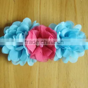 Chiffon Flower With Pearl Rhinestone in Center for Kids Hair Accessories thumbnail-5