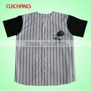 Blank Baseball Jersey White&stripe Baseball Jersey Cc-053 thumbnail-1