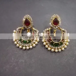 Indian Ethnic Pearl Jhumka Earrings thumbnail-4