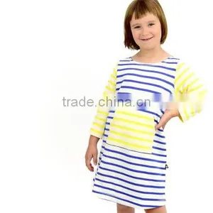 2017 New Arrival Baby Clothes Wholesale Hot Sale Cotton Cheap Blue Stripe Children's Boutique Fashion Adult Size Baby Girl Dress thumbnail-4