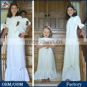 Fashion Style Size 12 Month to Size 14Y White Cotton Girls Nightgown Embroidered Muslin Kids Pajamas thumbnail-1
