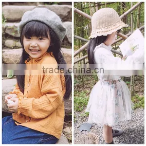 1-6 Years 2017 New Wholesale Autumn Cotton Full Sleeves Solid Color Girls Blouses thumbnail-1