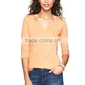Womens Blank Long Sleeve Sexy V Neck t Shirt thumbnail-1