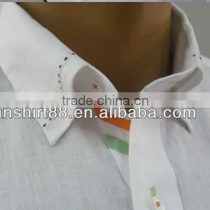 2016 Pick Stitch Saddle Stitch Button Down Collar Men's Contrat Color Linen Dress Shirt thumbnail-3