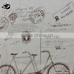 Wholesale Linen Fabric Bicycle Pattern Fabric for Household thumbnail-3