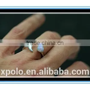2016 Fashion Design Crescent Moon With Genuine Vintage Fire Opal Stone Ring Yiwu Wholesale thumbnail-2