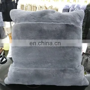 Wholesale Price Rex Rabbit Head Fur Pillow Real Fur Pillow Cover Throw Pillowcase Cushion Covers thumbnail-4