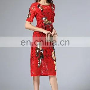 High Quality Midi Lace Dress, Oem Women Clothing Factory Dress thumbnail-2