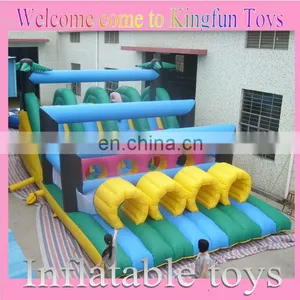 4 Sliding Way Inflatable Obstacle Course With Tunnel thumbnail-1