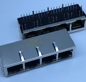 J8064D648A YKJD-801489BNL 4 Port 10/100 Base-T, AutoMDIX RJ45 Modular Jack Connectors thumbnail-1