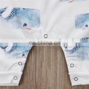 2018 New Design Romper Sleeveless Jumpsuit Whale Printed One Piece Newborn Boy Girl Summer Romper thumbnail-4