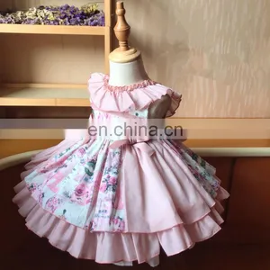 2 Pcs Spanish Court Green Flowers Princess Dress Christmas Dress Lolita for Baby Girls Kids Dresses for Girl thumbnail-2