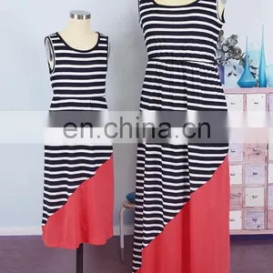 2019 Stripes Long Dress Little Girls Adult Children Matching Wholesale Mommy and me Dresses (this Link for Girls,1-12years) thumbnail-4