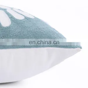 Turquoise Mandala Accent Pure Cotton Sunflower Decor Floral Pattern Embroidered Decorative Cushion Cover thumbnail-5