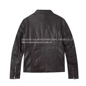2021 New Fashion Classic Men's Washed Genuine Sheepskin Leather Jacket thumbnail-5