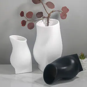 European Style New Design Concave Belly Bottle Ceramic Flower Vase For Hotel And Garden thumbnail-1