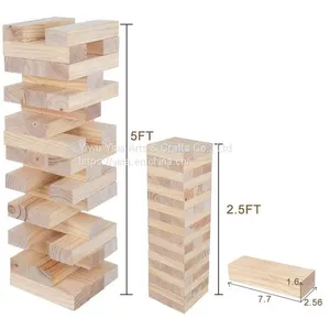 54 Pcs Custom Wooden Number Blocks Tumble Tower Domino Stacking Building Blocks Game Educational Toys for Kids thumbnail-1