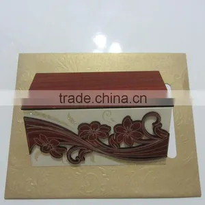 2016 Party Supply Luxury Chocolate Wooden Wedding Card Invitation thumbnail-3