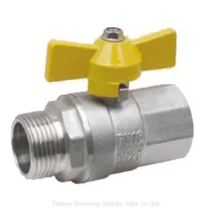 SM007C Shut off Valve Nickel Plated Brass Ball Valves With Wing Handle thumbnail-1