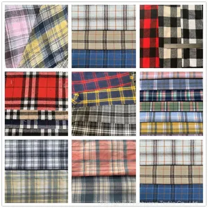Large Stock Supply of Various Specifications of Colored Polyester Cotton Dyed Plaid Fabric thumbnail-1