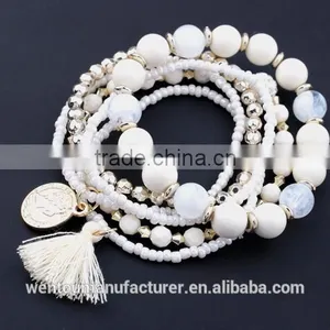 Handmade Jewelry Cuff Bracelet Multi Strand Glass Seed Beads Cuff Bracelet thumbnail-1